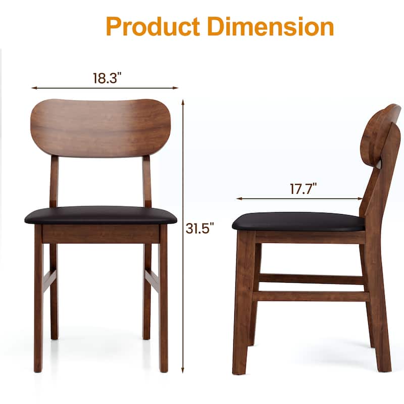 Rubber Wood Dining Chairs Set of 2