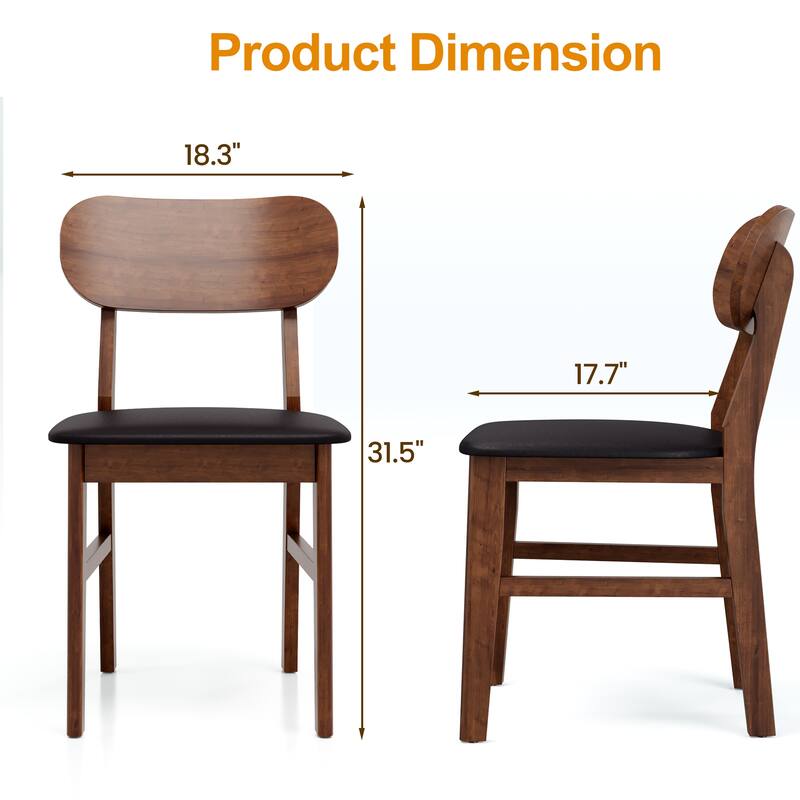 Rubber Wood Dining Chairs Set of 4
