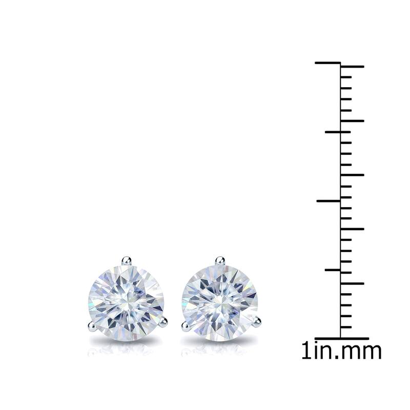 Auriya 2ctw Round Moissanite Stud Earrings 18k Gold Martini-set - 6.5 mm