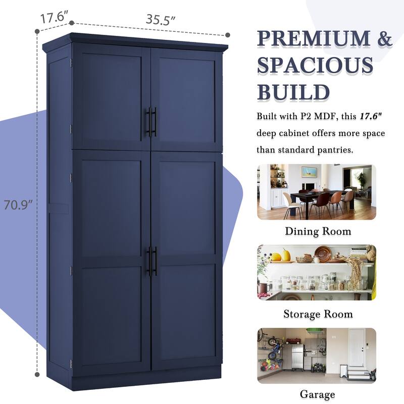 35.5x17.6x70.9inch Freestanding Kitchen Pantry Cabinet