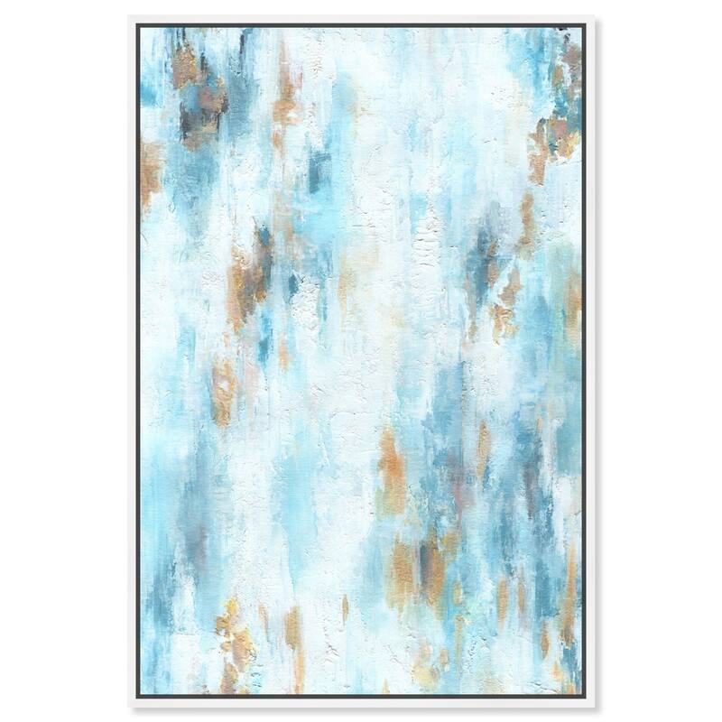 Art Remedy Textured Shades Framed Blue Abstract 1 Piece Canvas Wall Art - 25 x 37 - White