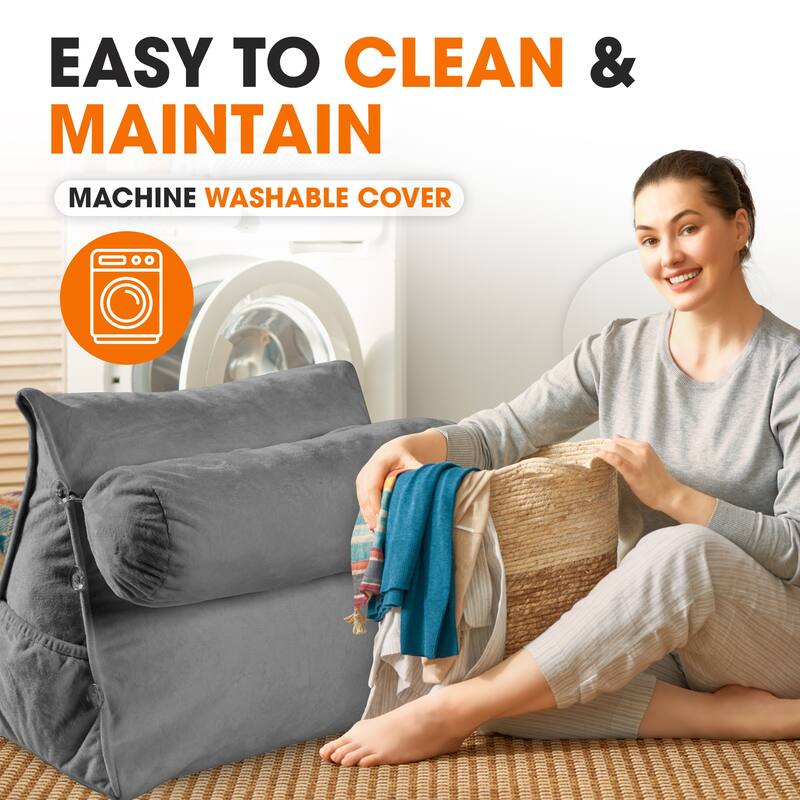 Cheer Collection Extra Large Wedge Pillow with Detachable Bolster