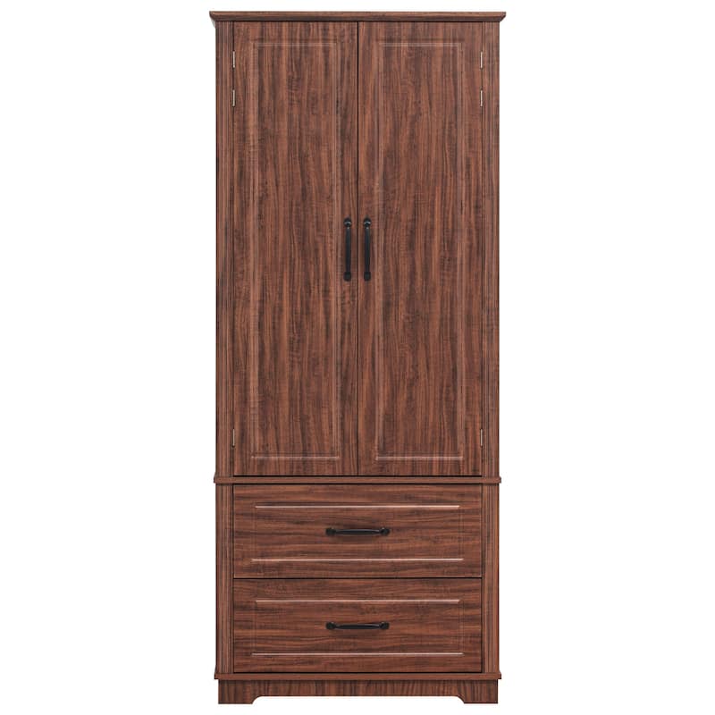Large Kitchen Pantry Cabinet with 2 Drawers, 71" Wood Freestanding Cupboard Cabinet with 8 Door Shelves, 3 Cabinet Shelves