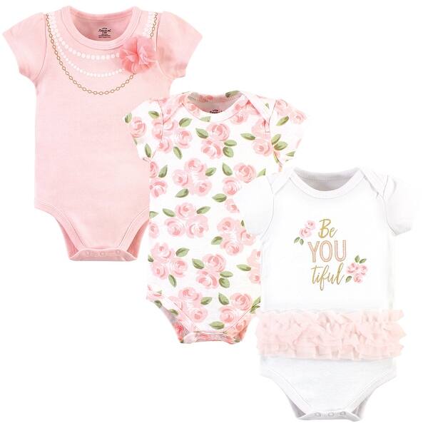 slide 1 of 1, Little Treasure Baby Girl Cotton Bodysuits 3pk, Beyoutiful 0-3 Months - Beyoutiful