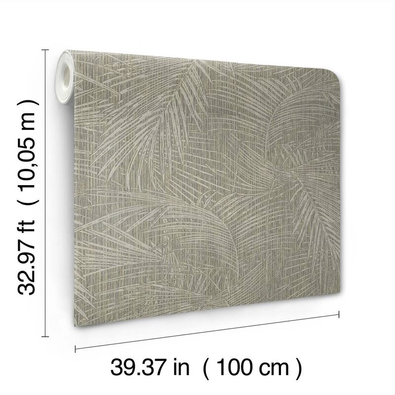 York Wallcoverings Della Palm Dark Taupe Wallpaper