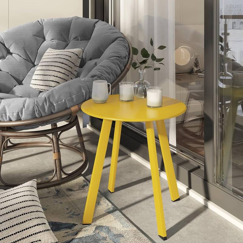 18" or 28" Round Outdoor Side Table End Table Coffee Table - Yellow1