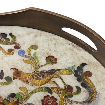 Novica Handmade Birds Of Dawn Reverse-Painted Glass Tray