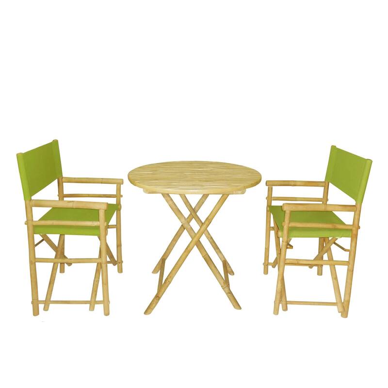 Zew Round 3-piece Bamboo Handcrafted Patio Set - Green
