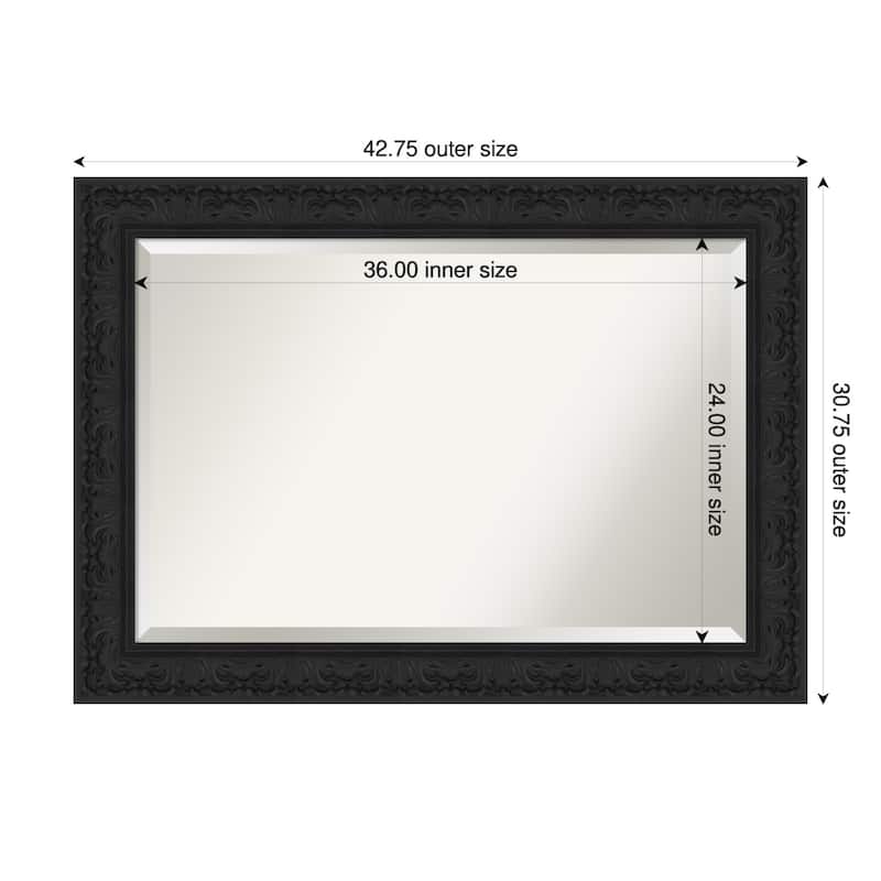 Luxe Beveled Framed Wall Mirror - 43 x 31 in - Luxe Black