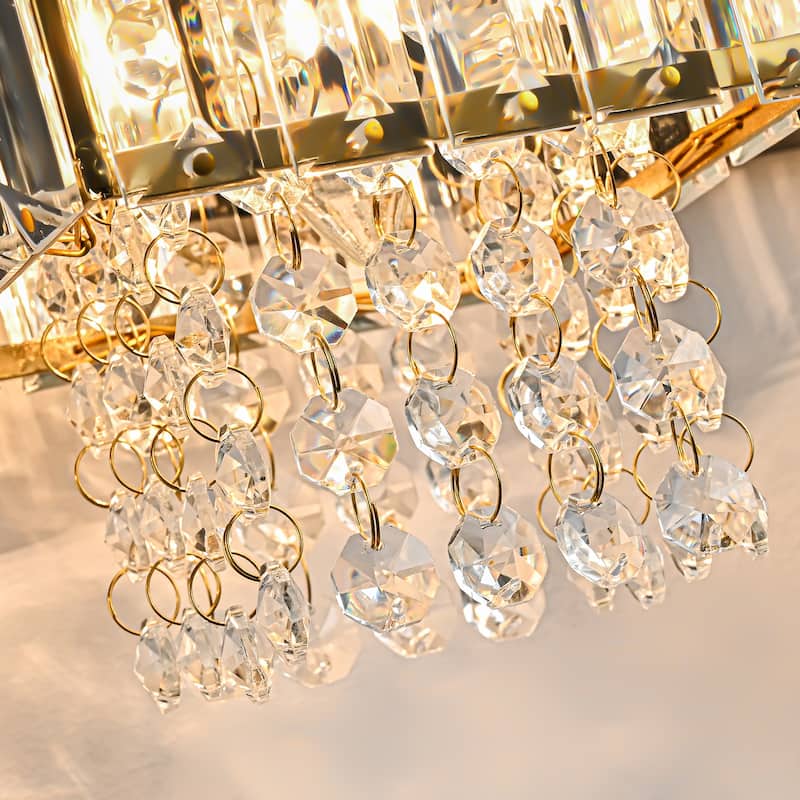 Modern Dimmable Black Gold Crystal Bathroom Lighting Fixture