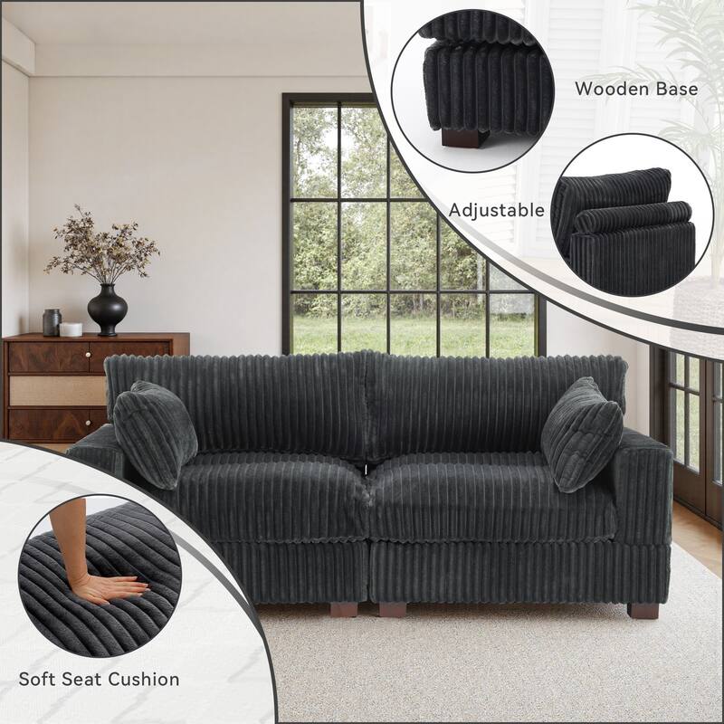 80"W Plush Modular Sectional Sofa with Pillows for Living Room