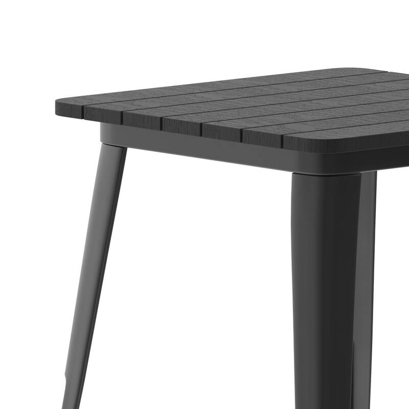 23.75" SQ Commercial Poly Resin Restaurant Table with Steel Frame - 23.5"W x 23.5"D x 30"H