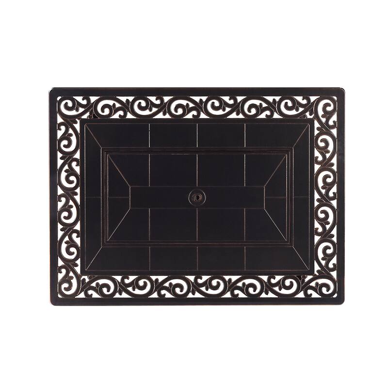 Black Aluminum Fire Table Set with Sofa and Two Club Chairs