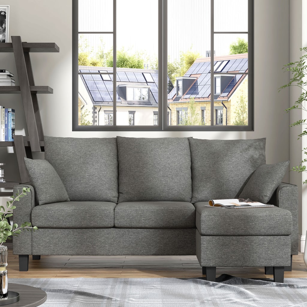 Norman Modern L-Shaped Reversible Sofa Sectional with Cushions