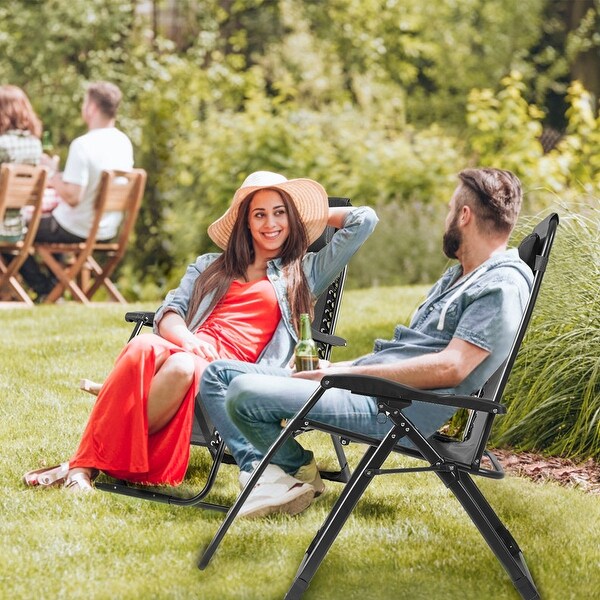 Costway Oversize Lounge Chair Patio Heavy Duty Folding