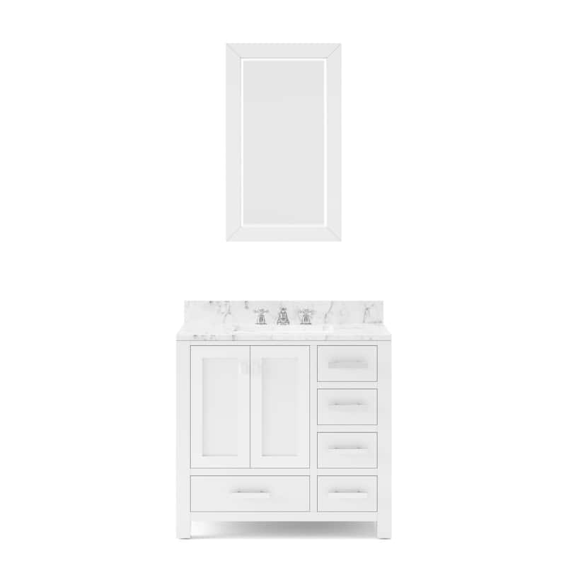 36 Inch Wide Pure White Single Sink Bathroom Vanity From The Madison Collection