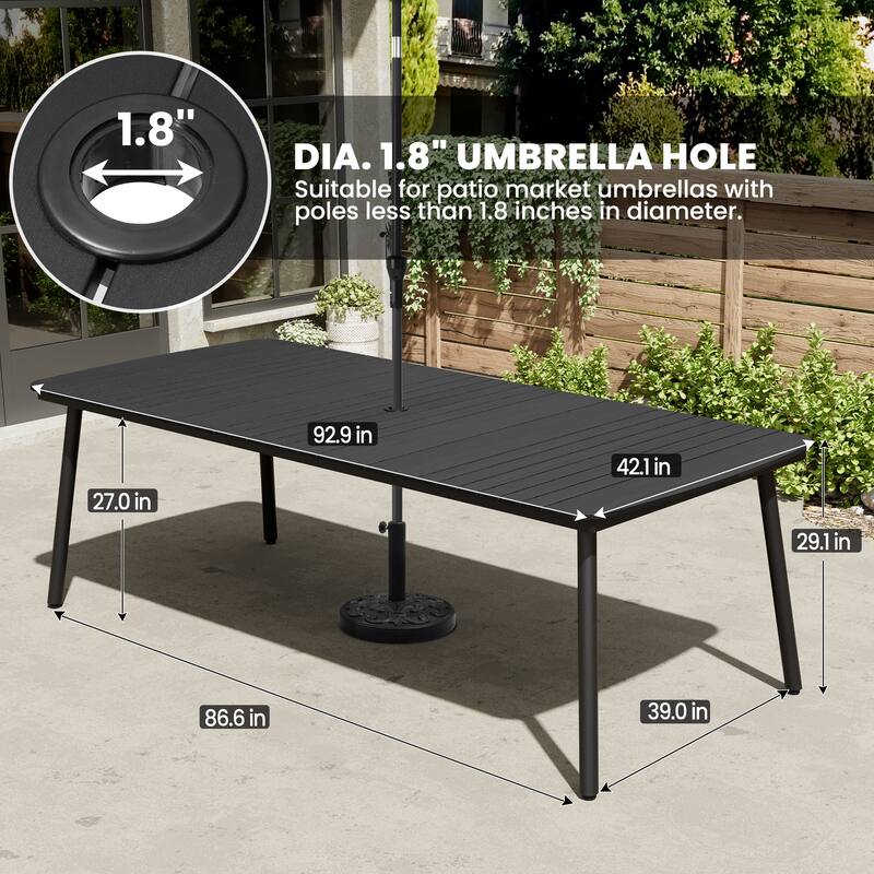 Outdoor Patio Dining Table Rectangular Aluminum Outdoor Table for 6/8/10 Person