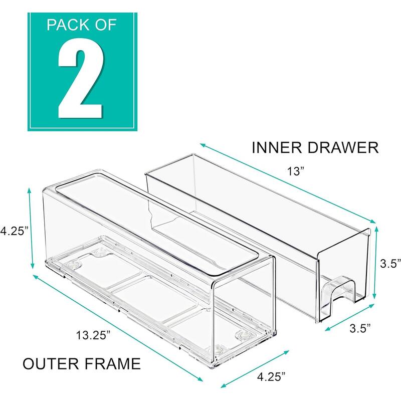 Sorbus Fridge Small Drawers Clear Stackable Pull-Out Refrigerator Food Freezer Kitchen Storage Containers Vanity Storage (2Pack)