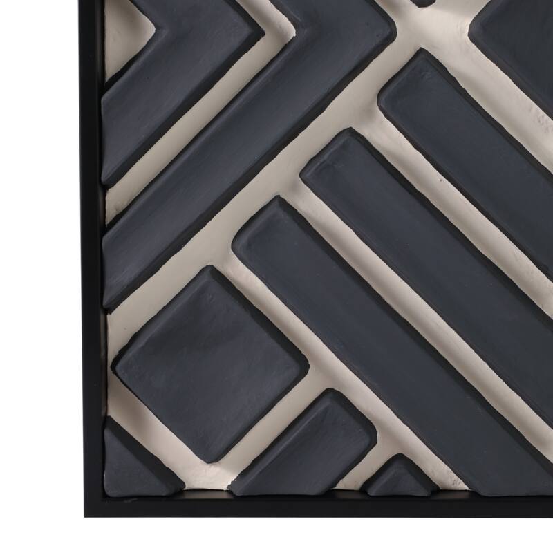 Decorative Geometric Canvas Wall Decor - Set of 2, 20", Black & Cream
