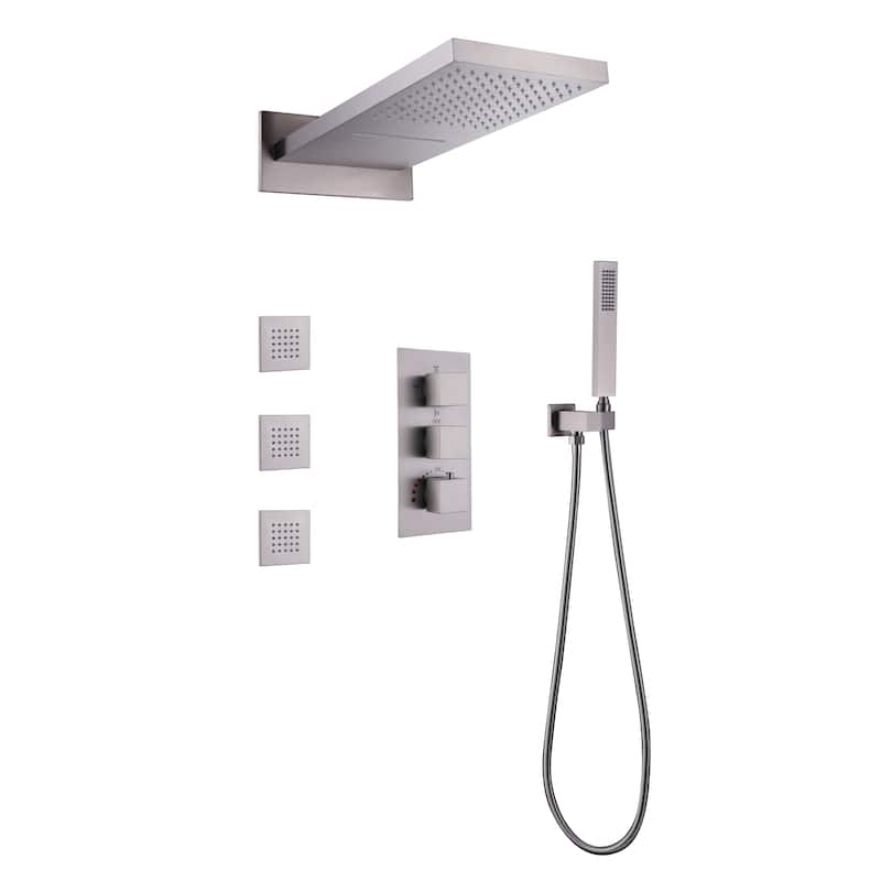 Luxury 3-Way Complete Rain Showerhead with High-pressure Handheld Showerhead&3-Body Jet in Black/Gold/Nickel