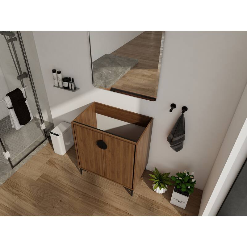 GDFStudio - Levistar Modern Freestanding Bathroom Vanity Cabinet with Soft Close Doors, Metal Tripod, Sink NOT INCLUDED - 30"