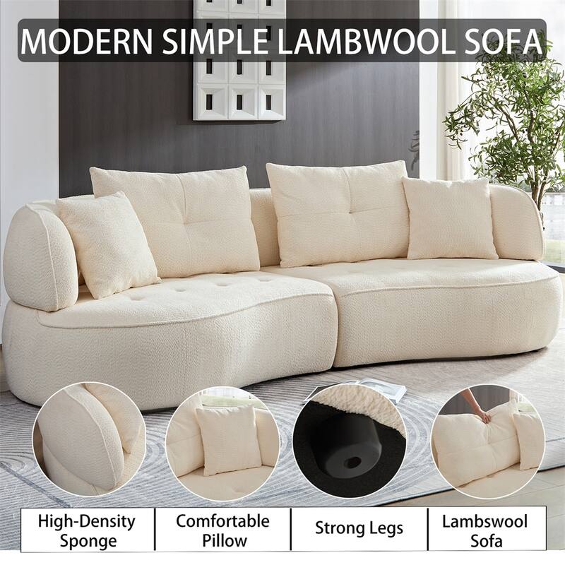 Fabric Sectional Sofa w/ Removable Pillows, High Density Sponge Filler