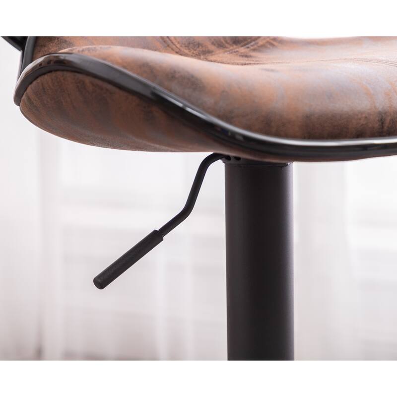 Upholstery Airlift Adjustable Swivel Barstool With Chrome Base, Set Of 2