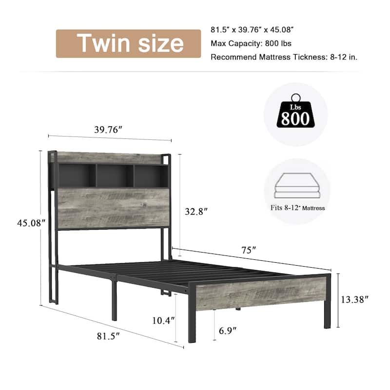 Platform Bed with 2 USB Ports