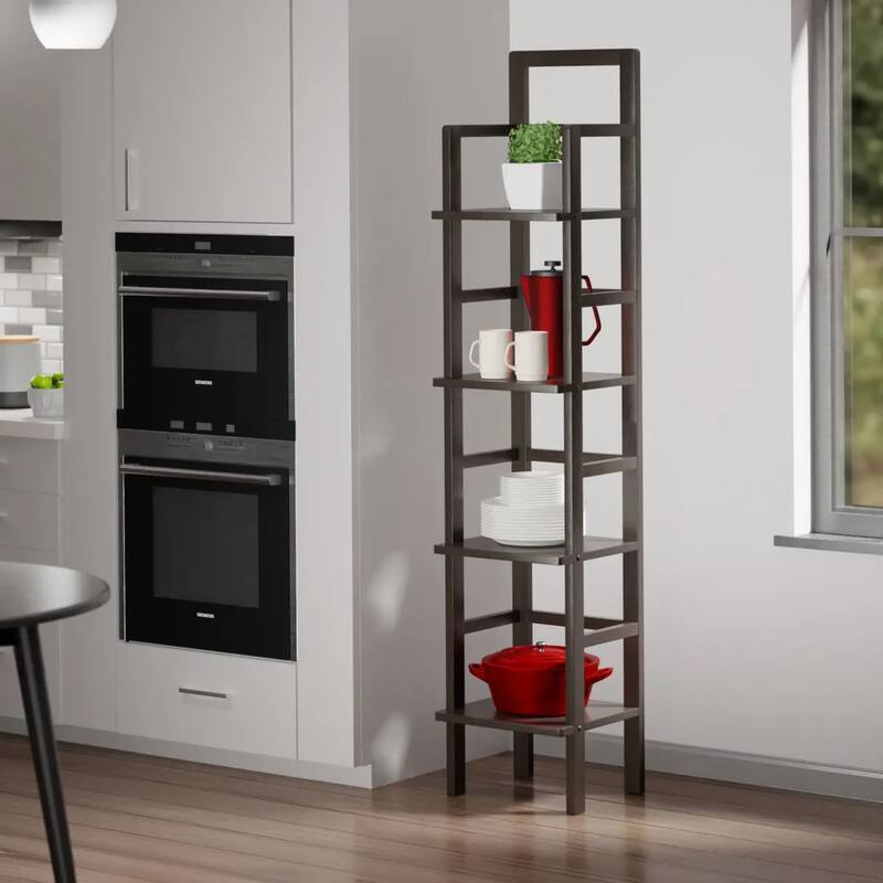 Tall 4 Tier Narrow Tall Storage Corner Shelf Rack - 70.75" - Coffee Brown