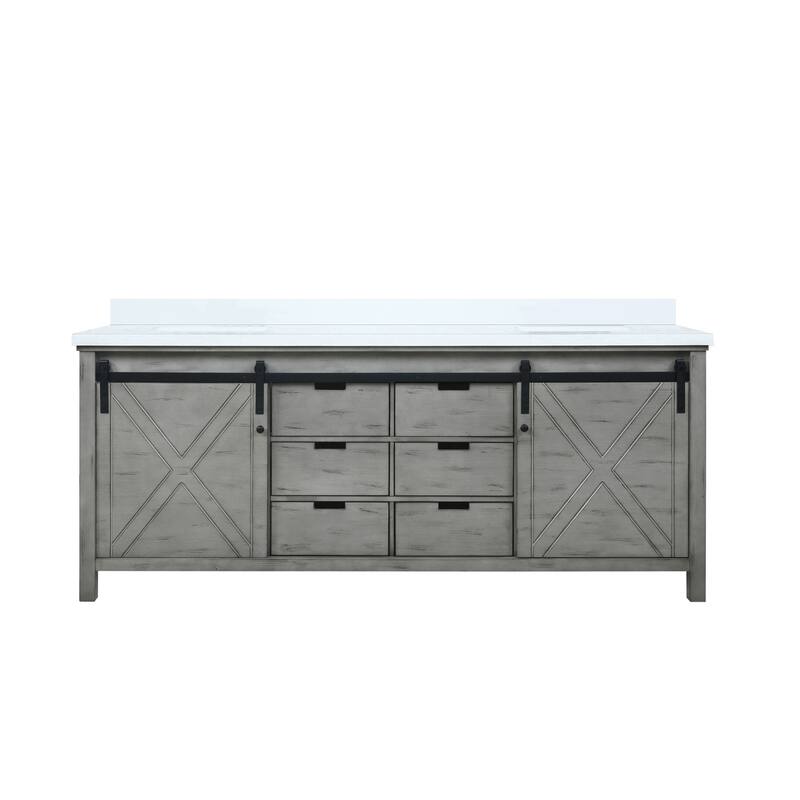 Marsyas Bath Vanity and White Quartz Countertop - 80 - Ash Grey