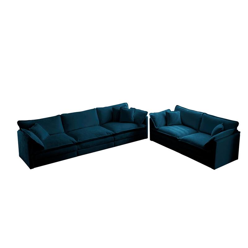 7-Seat Chenille Sectional Sofa Set (3-Seater + Two 2-Seaters)