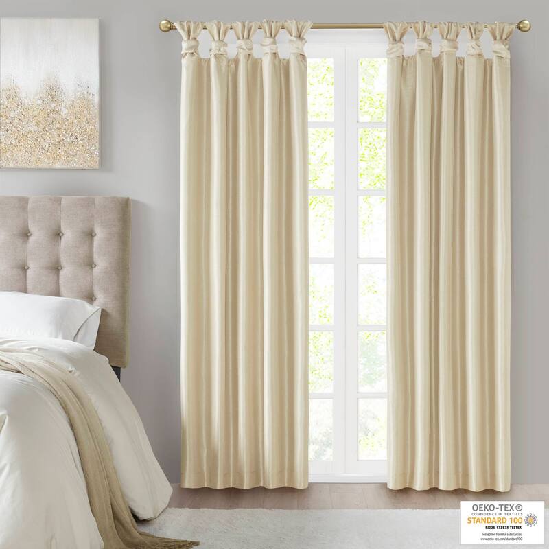 Madison Park Natalie Twist Tab Total Blackout Window Curtain Panel - 50x95" - Champagne