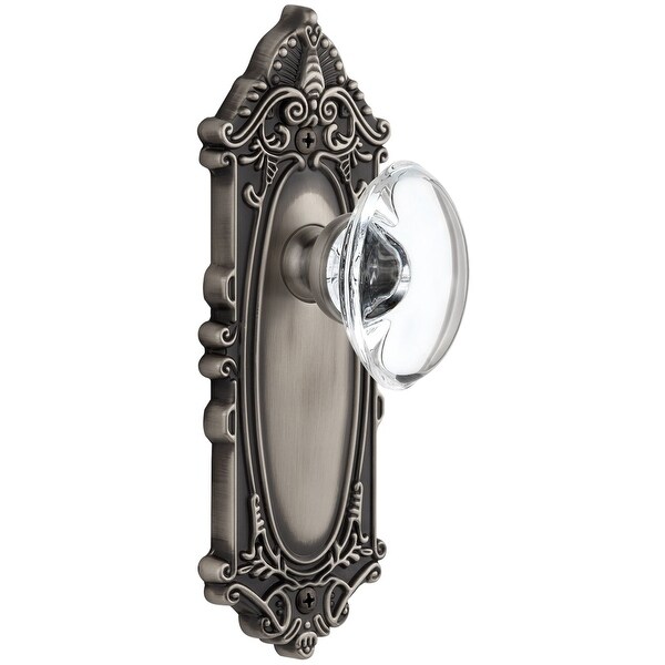 Grandeur GVCPRO_PSG_238 Grande Victorian Solid Brass Rose Passage Door Knob Set with Provence Crystal Knob and 2-3/8" Backset