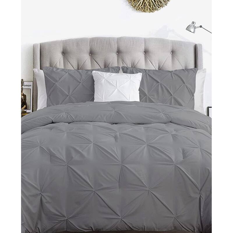 Organic Cotton 300 TC GOTS Certified 8 Internal Ties Fair Trade Pintuck Duvet Set