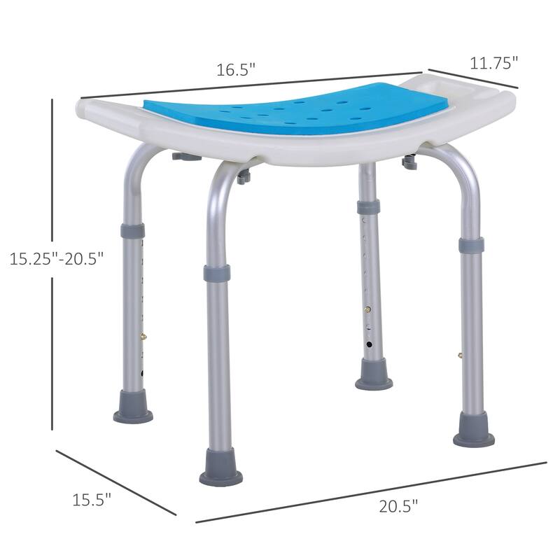 Modern 20.5" 6-Level Adjustable Curved Bath Stool with Non-Slip Design
