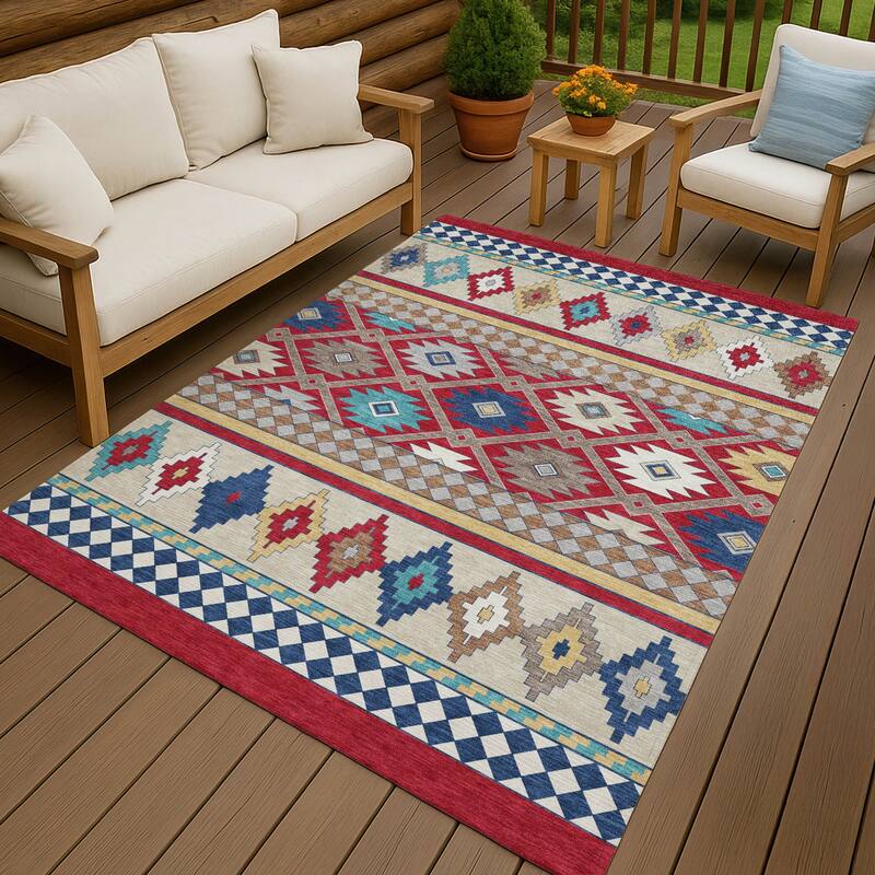 Machine Washable Indoor/ Outdoor Global Clemente Chantille Rug