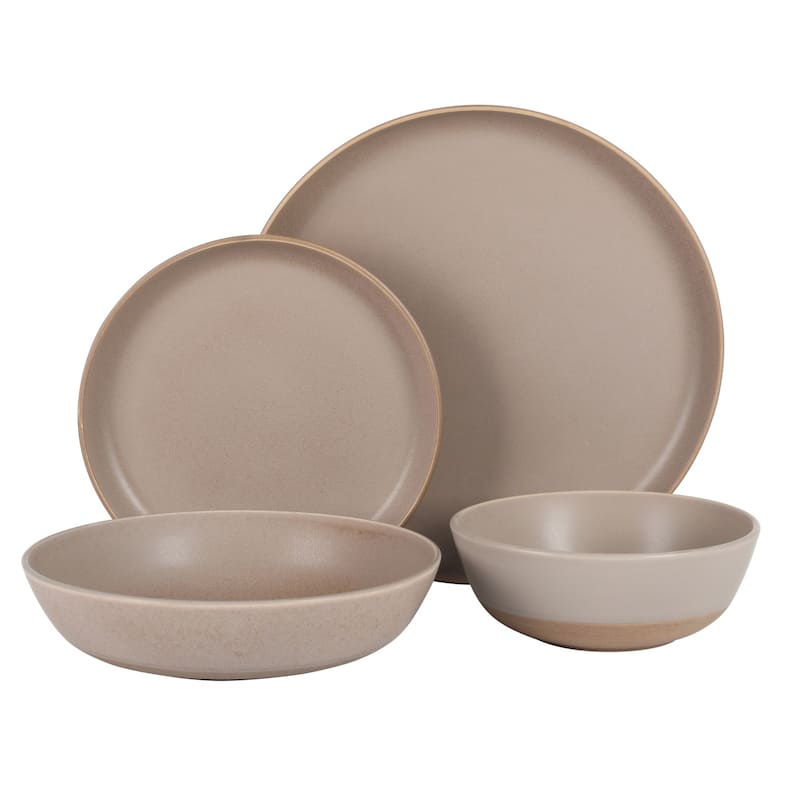 Gibson Elite Laguna Bliss 16 Piece Stoneware Reactive Glaze (Service for 4) Ceramic Plates and Bowls Dinnerware Set