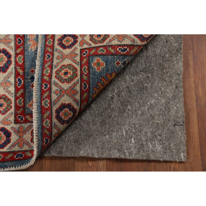Hand Knotted Oriental 100% Wool Carpet Traditional Geometric Navy Blue & Blues Kazak Area Rug - 3' 0'' X 2' 0''