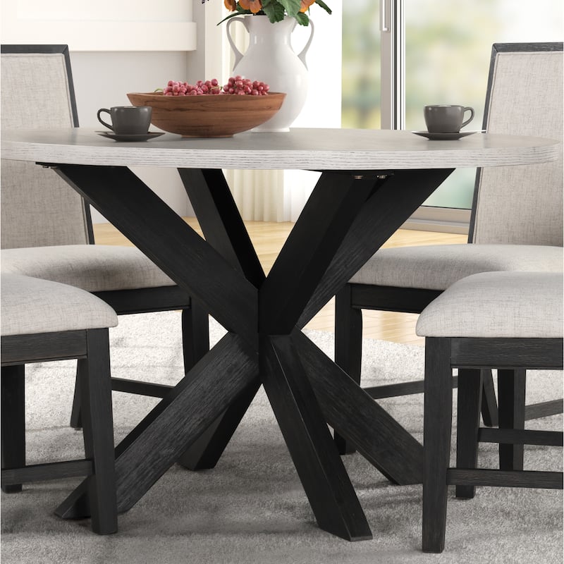 Roundhill Furniture Gates Round Dining Table, Gray