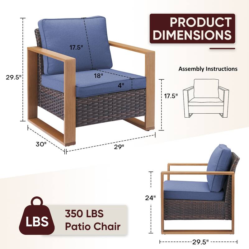 Outdoor Patio Chair with Thick Cushion