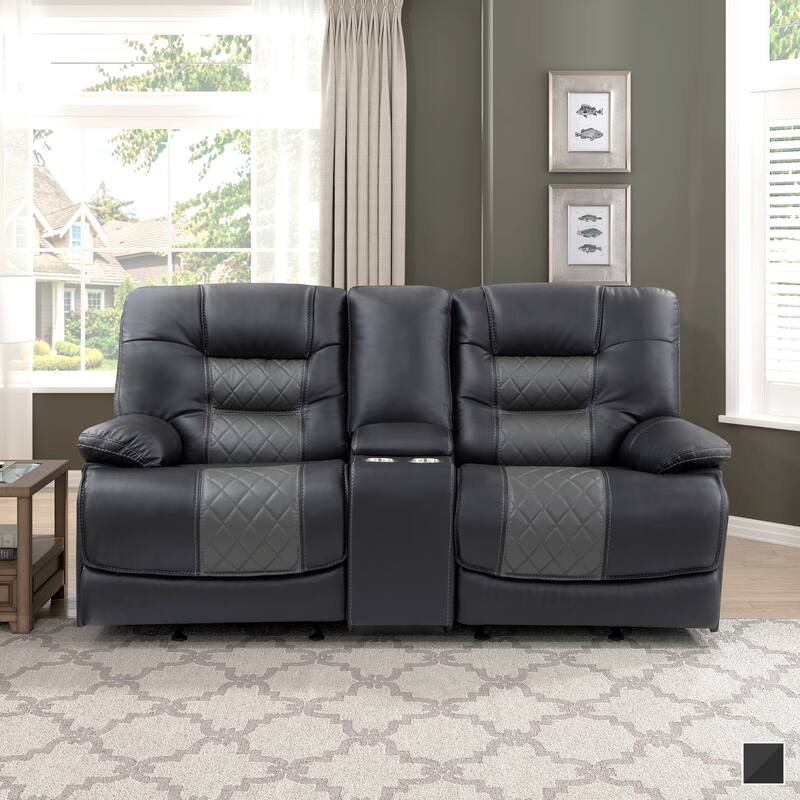 Emory Breathable Faux Leather Manual Double Glider Reclining Loveseat