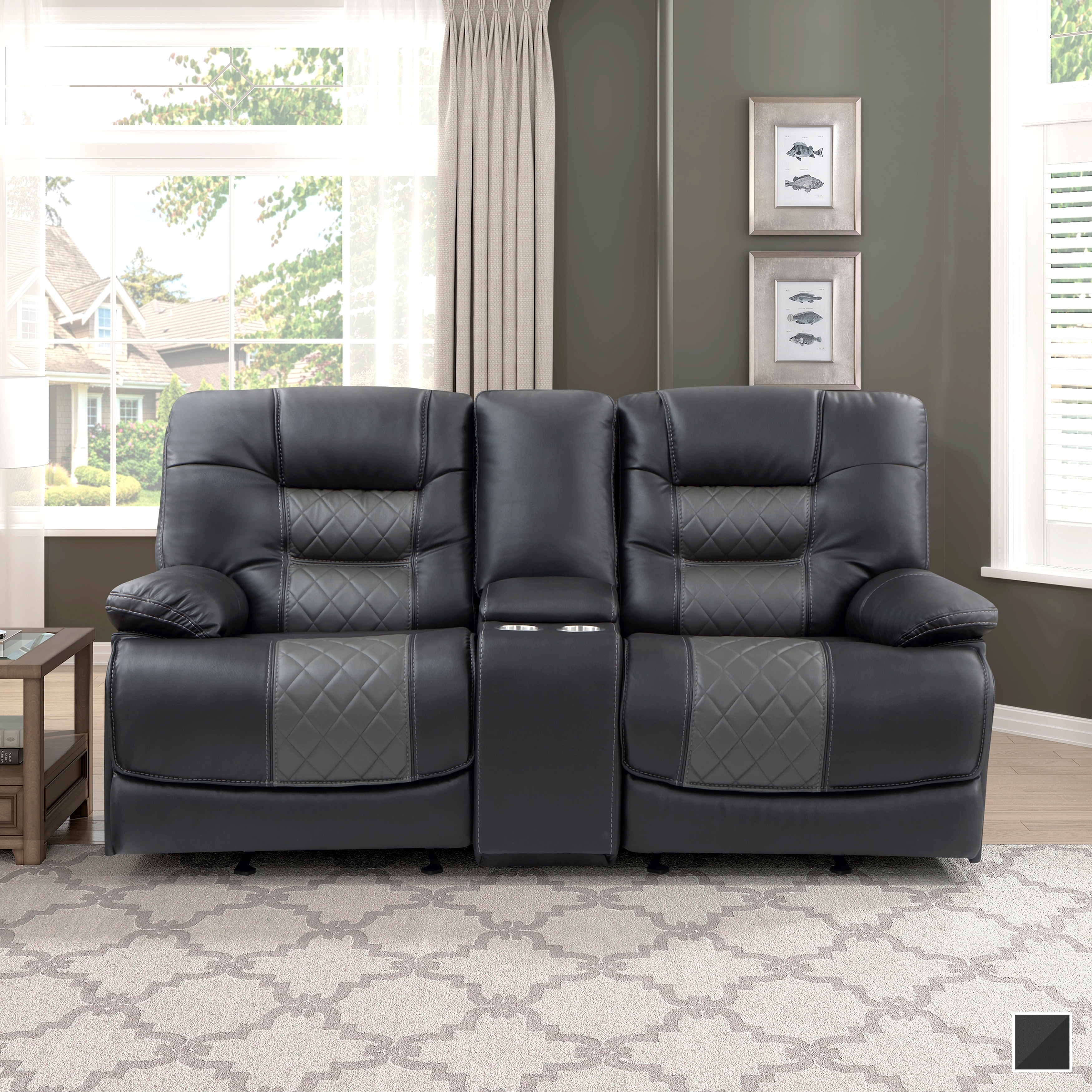 Fremont & Park Emory Breathable Faux Leather Manual Double Glider Reclining Loveseat