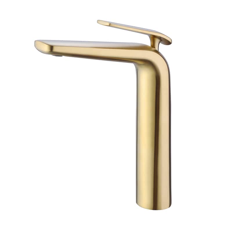 11"H Solid Brass Single-Handle Single Hole Bathroom Vessel Sink Faucet