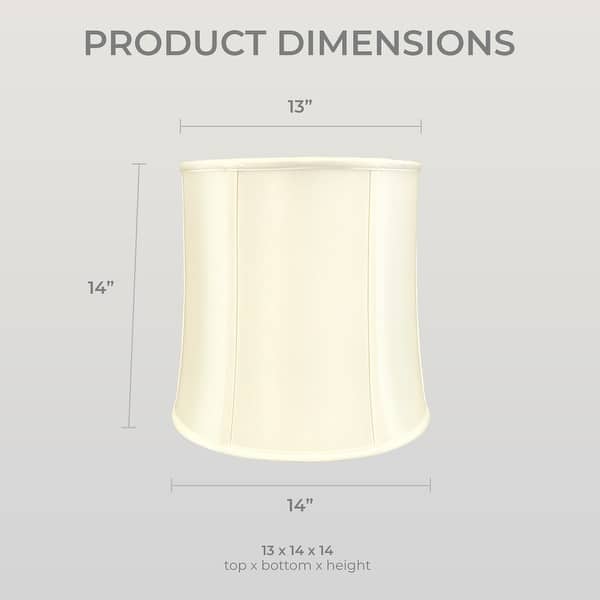 Royal Designs Classic Drum Lamp Shade - White Shantung Fabric, 13" Top X 14" Bottom X 14" Slant Height