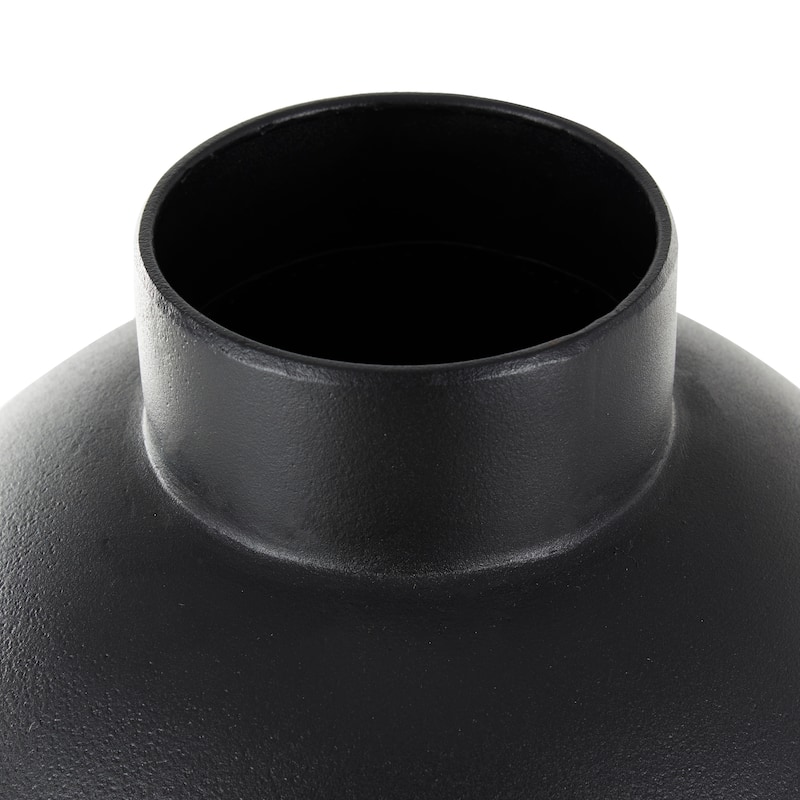Black Metal Vase with Narrow Opening