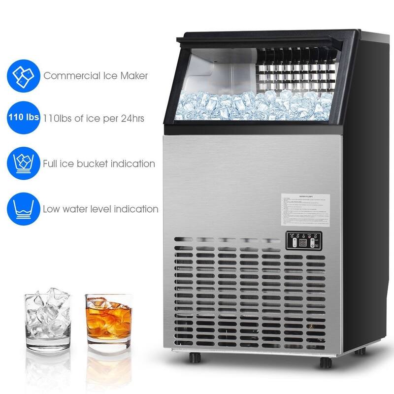 Portable Built-In Stainless Steel Commercial Ice Maker - 17.6" x 15.7" x 31.3"