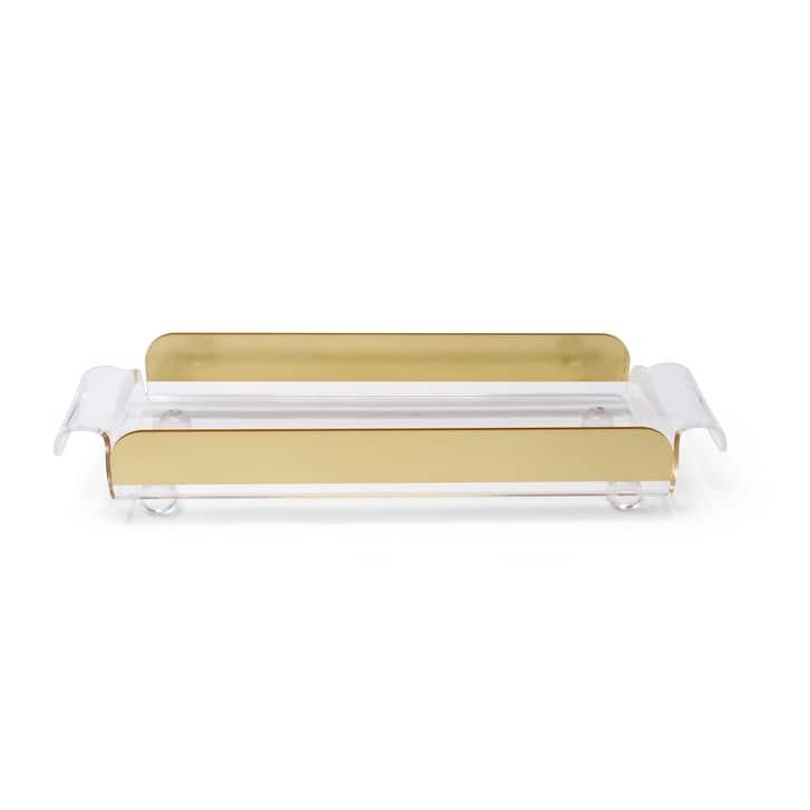 Rectangle Cake Tray with Clear Cover and Gold Sides, 18"L