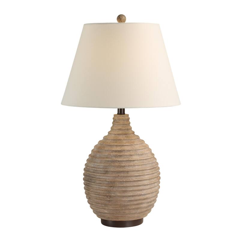 Ribbed Table Lamp with Tapered Drum Shade - 27.5" - Brown