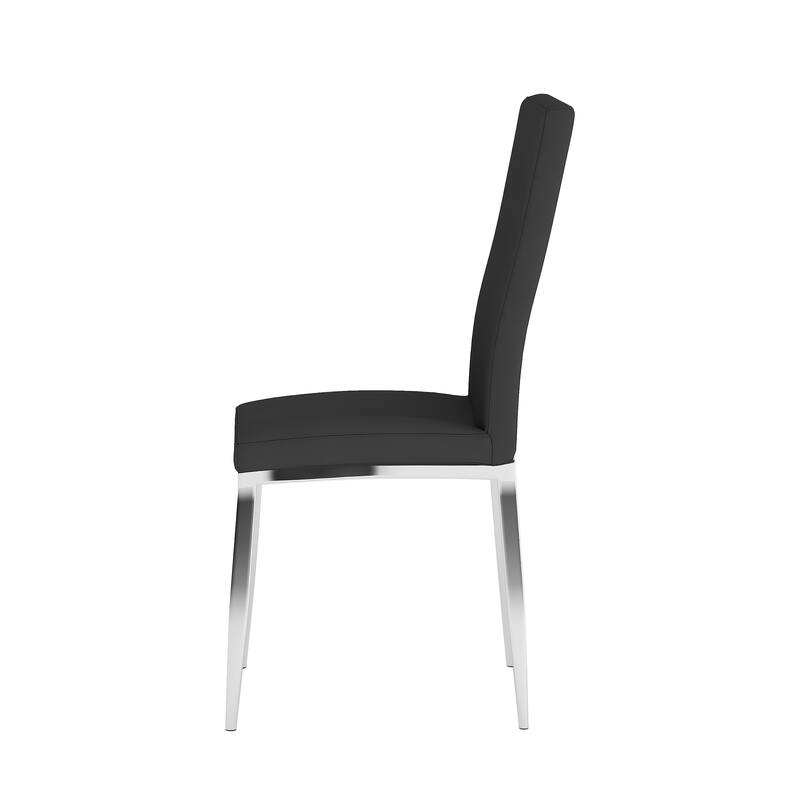 Somette Modern Dining Set with White Glass Table & 4 Chairs
