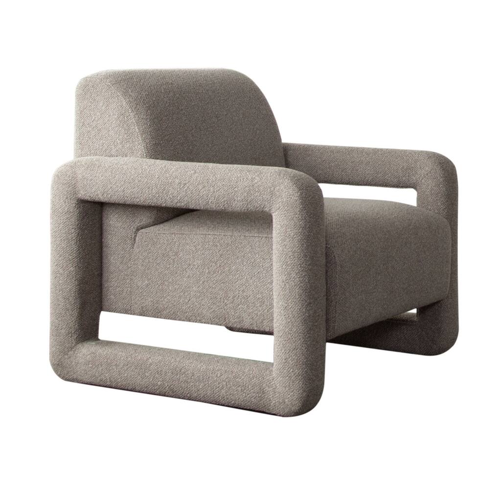 Keny Accent Chair, Open Arm Textured Mink Gray Polyester